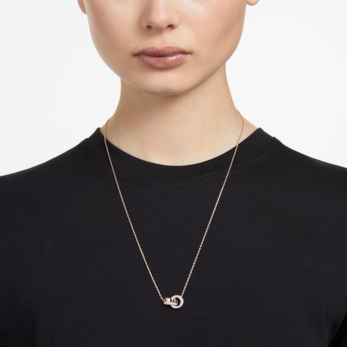Swarovski - Hollow Anhänger Verflochtene Ringe, Klein, Weiß, Rhodiniert - CRYSTAL UNTERBERGER