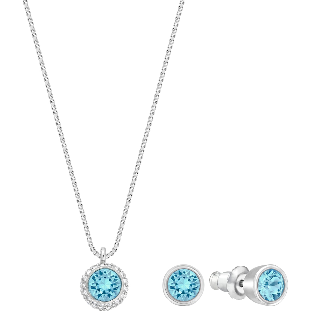 Swarovski - Flirt Set, Blau, Rhodiniert - CRYSTAL UNTERBERGER