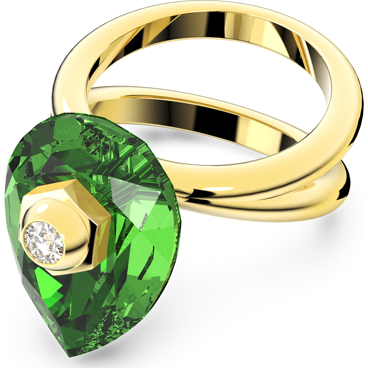 Swarovski - Numina Ring, Kristall im Tropfenschliff, Grün, Goldlegierungsschicht - CRYSTAL UNTERBERGER