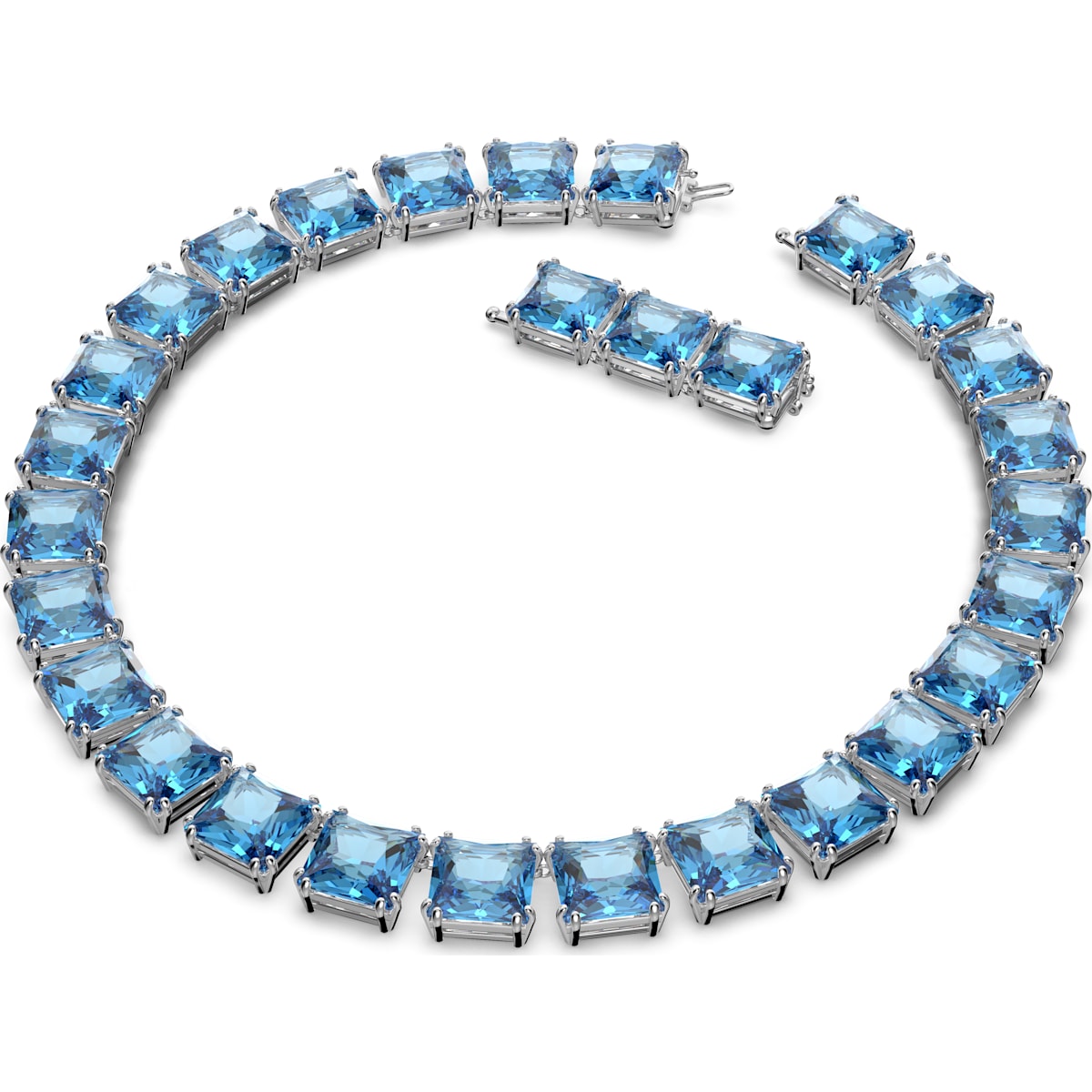Swarovski - Millenia Halskette, Kristalle im Quadrat-Schliff, Blau, Rhodiniert - CRYSTAL UNTERBERGER