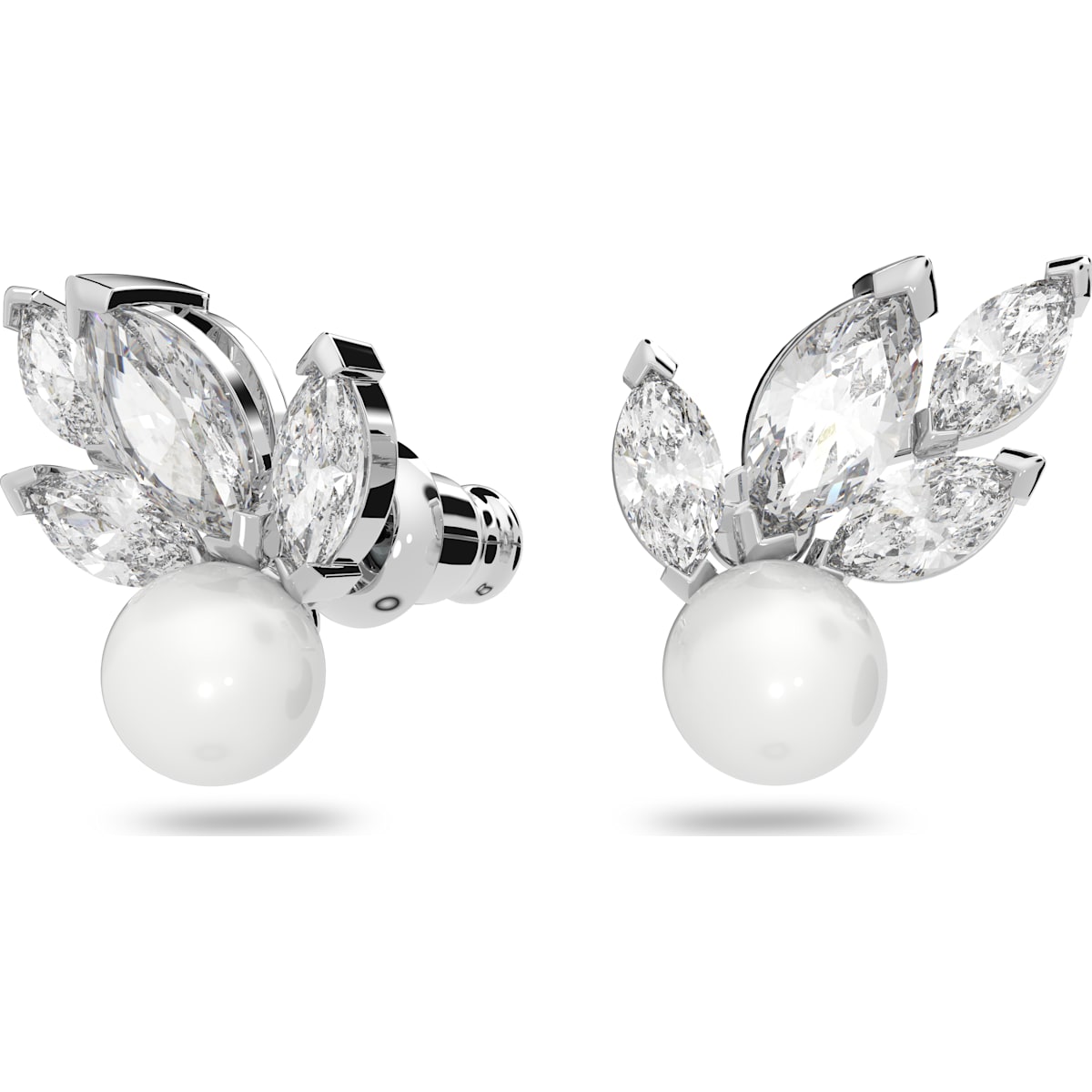 Swarovski - Louison Pearl Ohrringe, Weiss, Rhodiniert - CRYSTAL UNTERBERGER