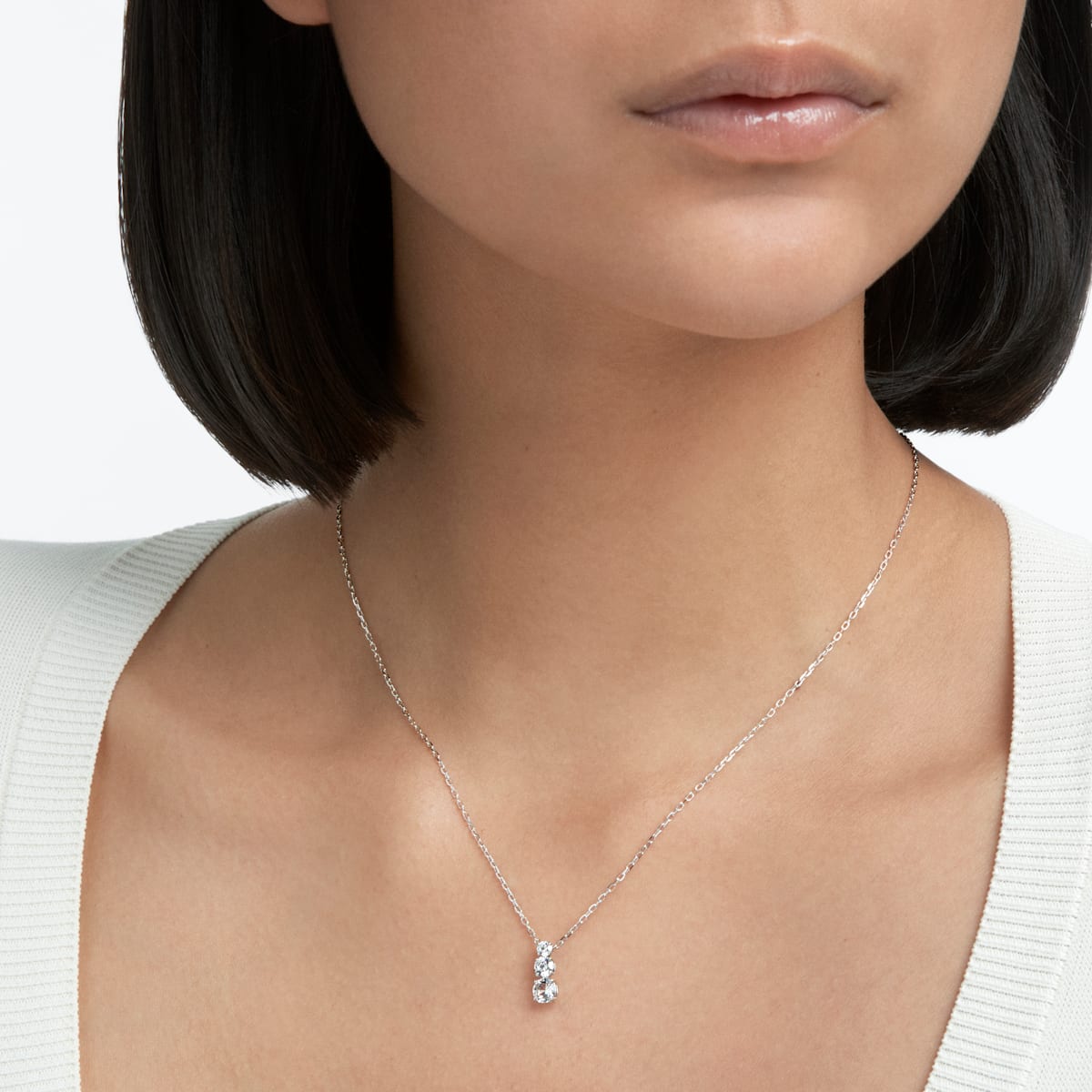Swarovski - Attract Trilogy Anhänger, Rund, Weiss, Rhodiniert - CRYSTAL UNTERBERGER
