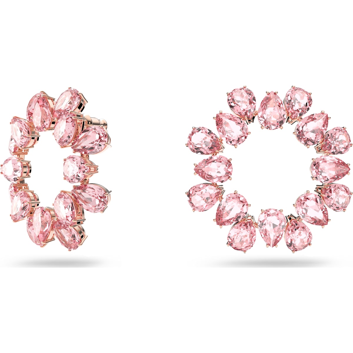 Swarovski - Millenia Kreolen, Kristalle im Tropfenschliff, Rosa, Rosegold-Legierungsschicht - CRYSTAL UNTERBERGER