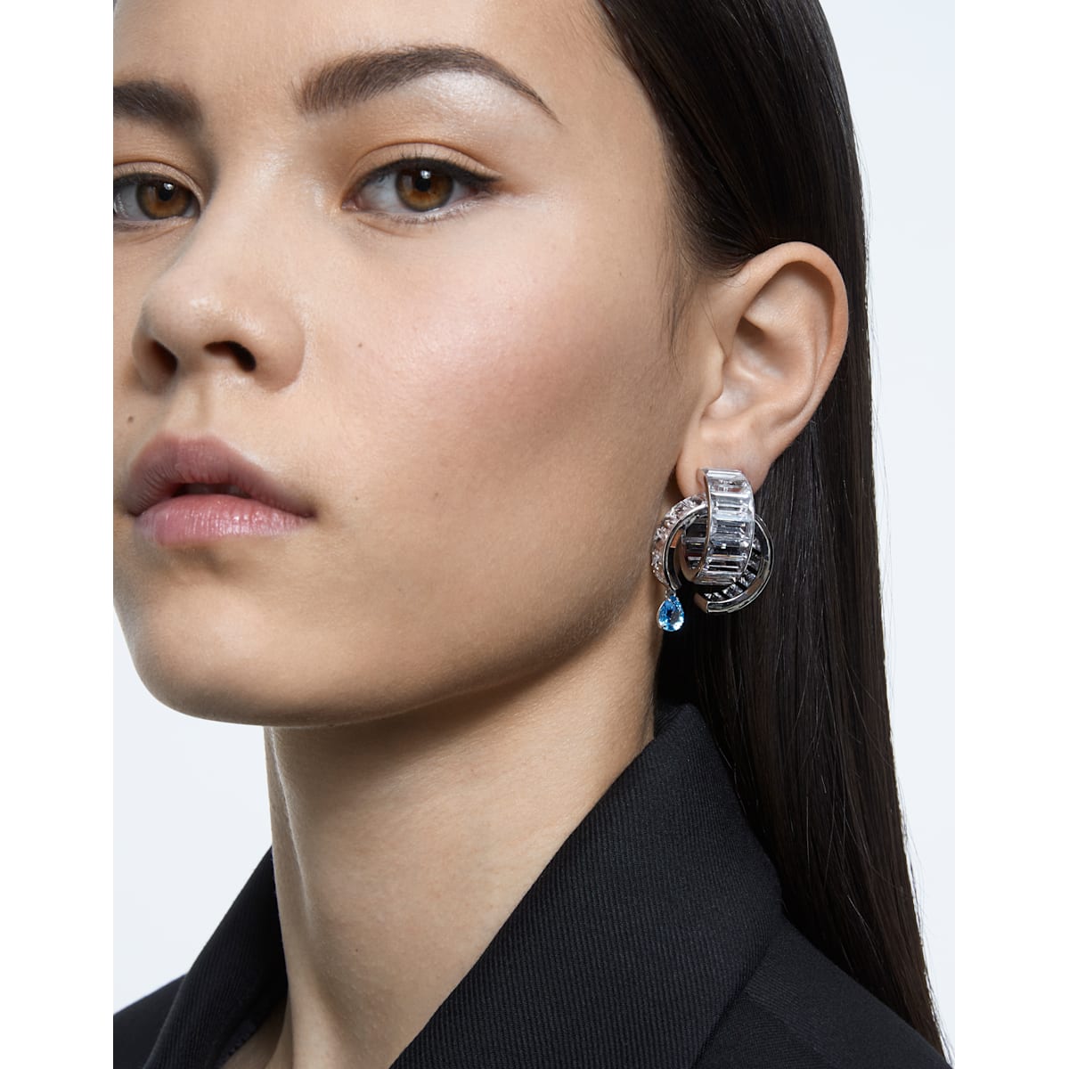 Swarovski - Matrix Ohrringe, Blau, Rhodiniert - CRYSTAL UNTERBERGER
