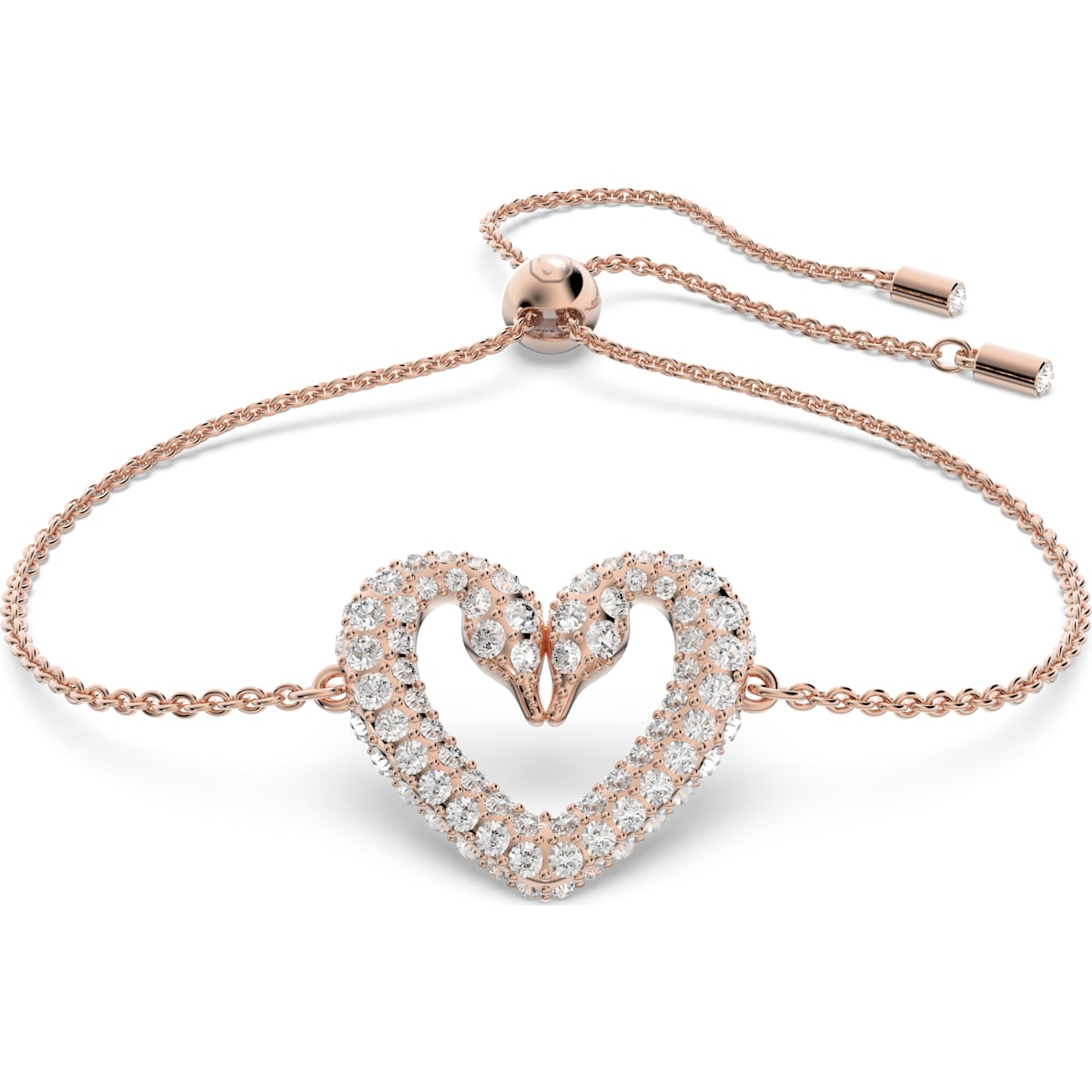 Swarovski - Una Armband, Herz, Klein, Weiß, Rhodiniert - CRYSTAL UNTERBERGER