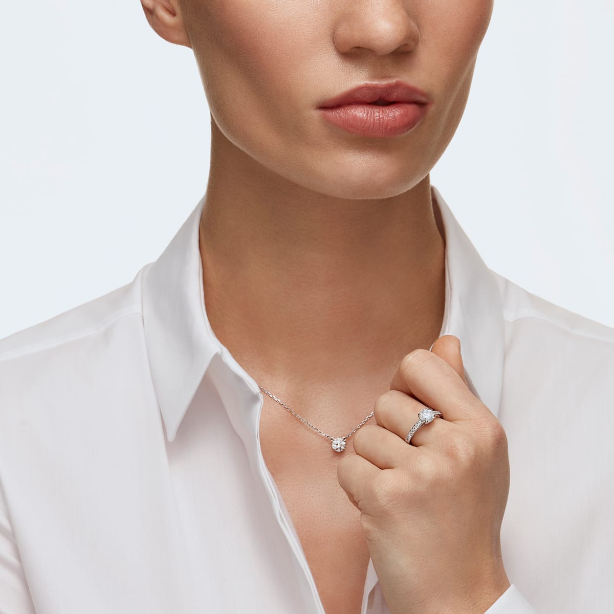 Swarovski - Attract Ring, Kristall im Rundschliff, Weiß, Rhodiniert - CRYSTAL UNTERBERGER