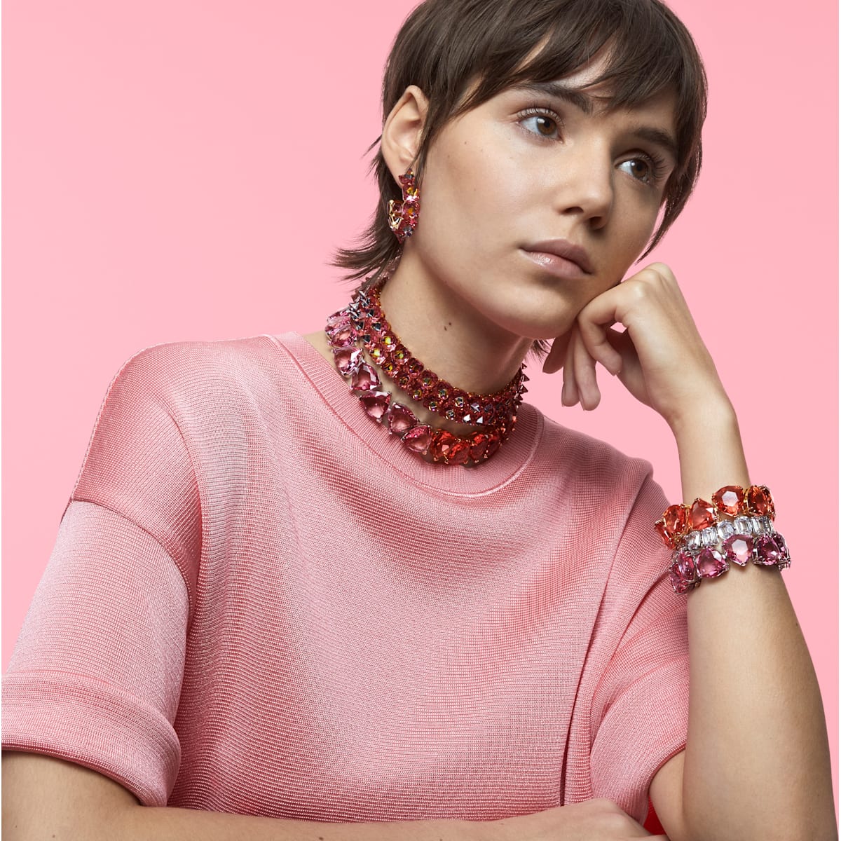 Swarovski - Millenia Armband, Kristall im Trilliant-Schliff, Rosa, Rhodiniert - CRYSTAL UNTERBERGER