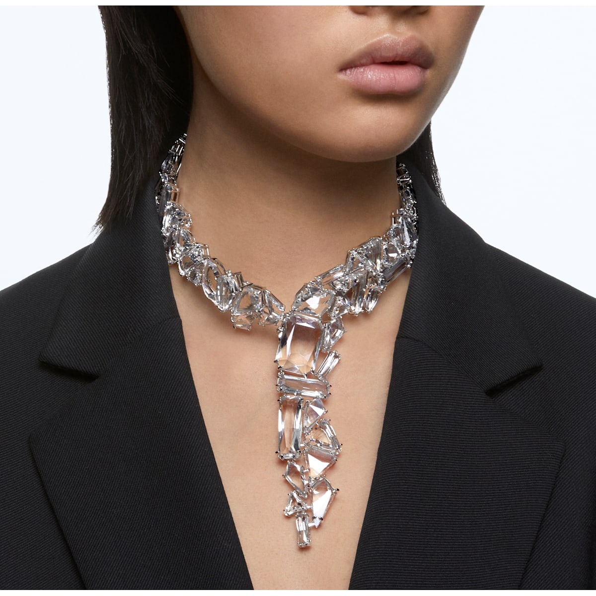 Swarovski - Mesmera Y-Halskette, Übergroße Kristalle, Weiss, Rhodiniert - CRYSTAL UNTERBERGER