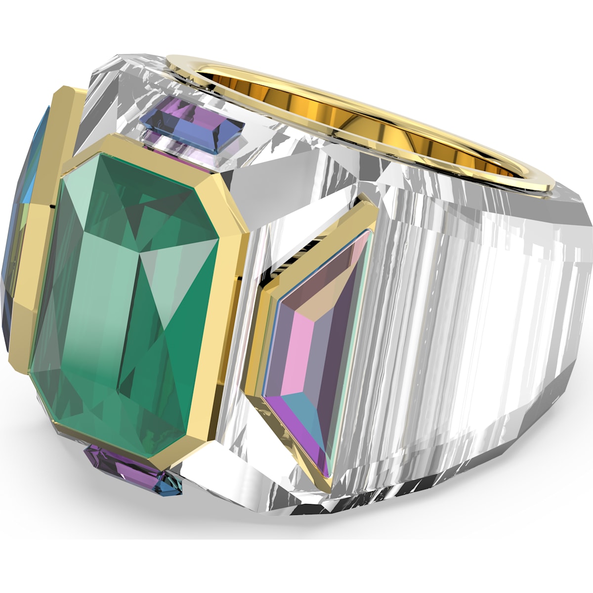 Swarovski - Chroma Ring, Kristalle im Pyramidenschliff, Mehrfarbig, Goldlegierungsschicht - CRYSTAL UNTERBERGER