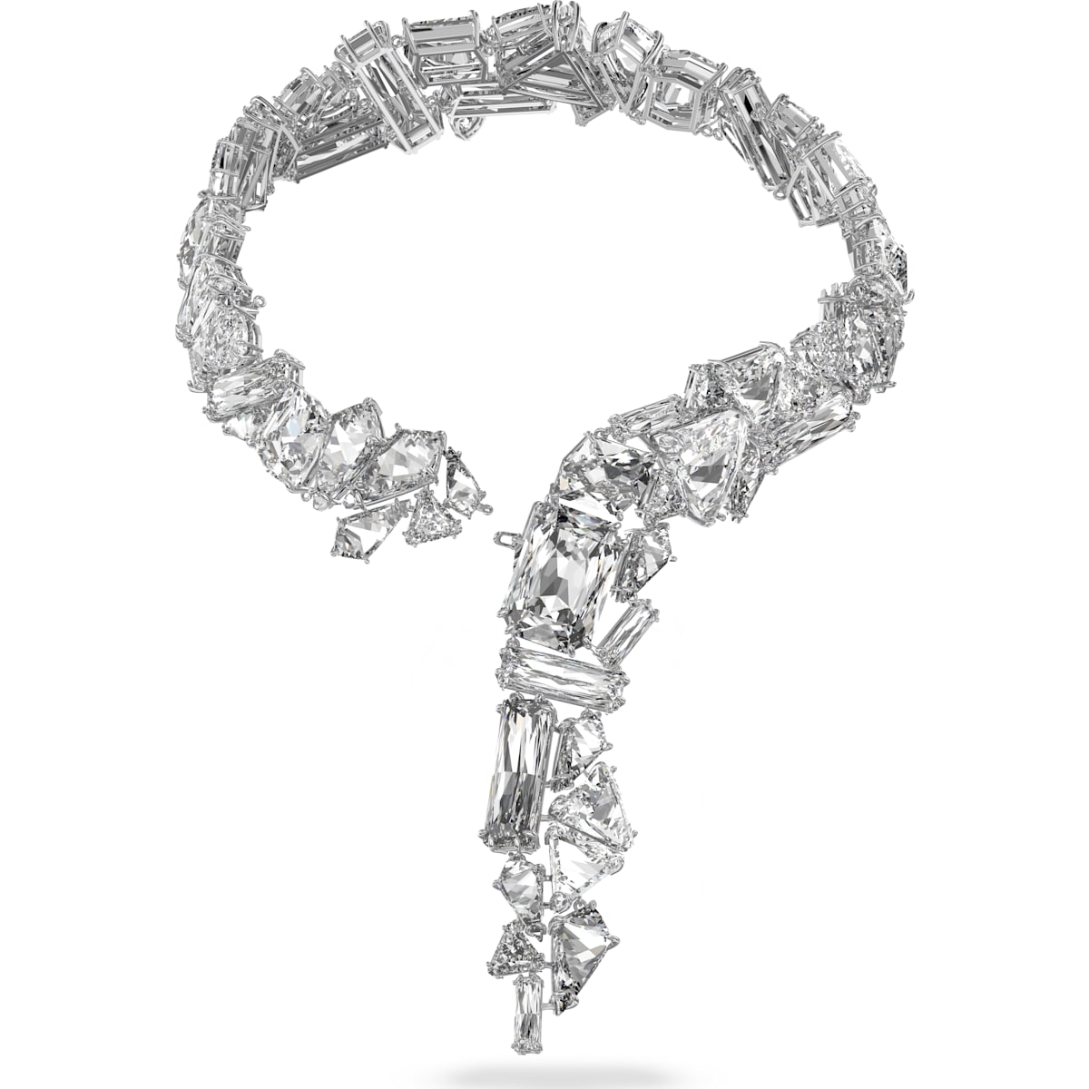 Swarovski - Mesmera Y-Halskette, Übergroße Kristalle, Weiss, Rhodiniert - CRYSTAL UNTERBERGER