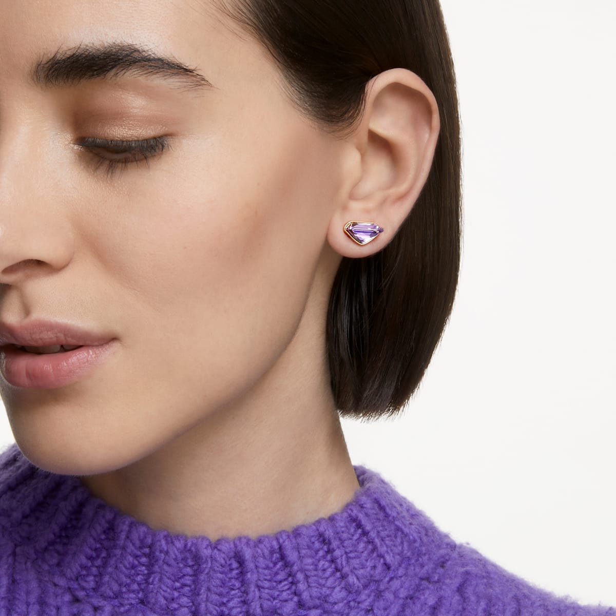 Swarovski - Lucent Ear Cuff, Einzeln, Magnetisch, Violett, Goldlegierungsschicht - CRYSTAL UNTERBERGER