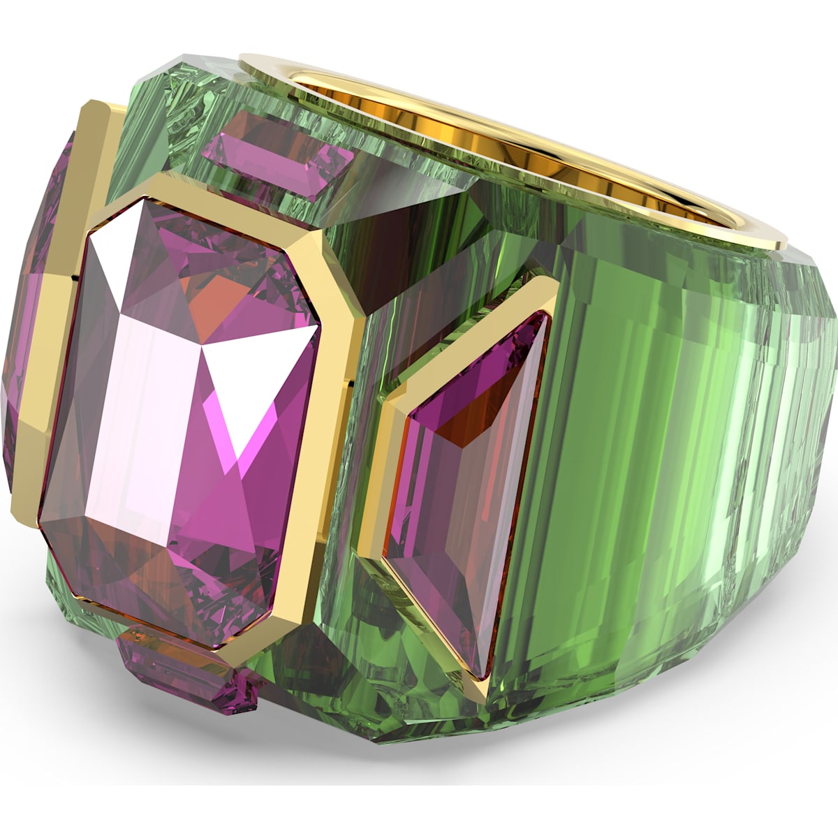 Swarovski - Chroma Ring, Kristalle im Pyramidenschliff, Mehrfarbig, Goldlegierungsschicht - CRYSTAL UNTERBERGER