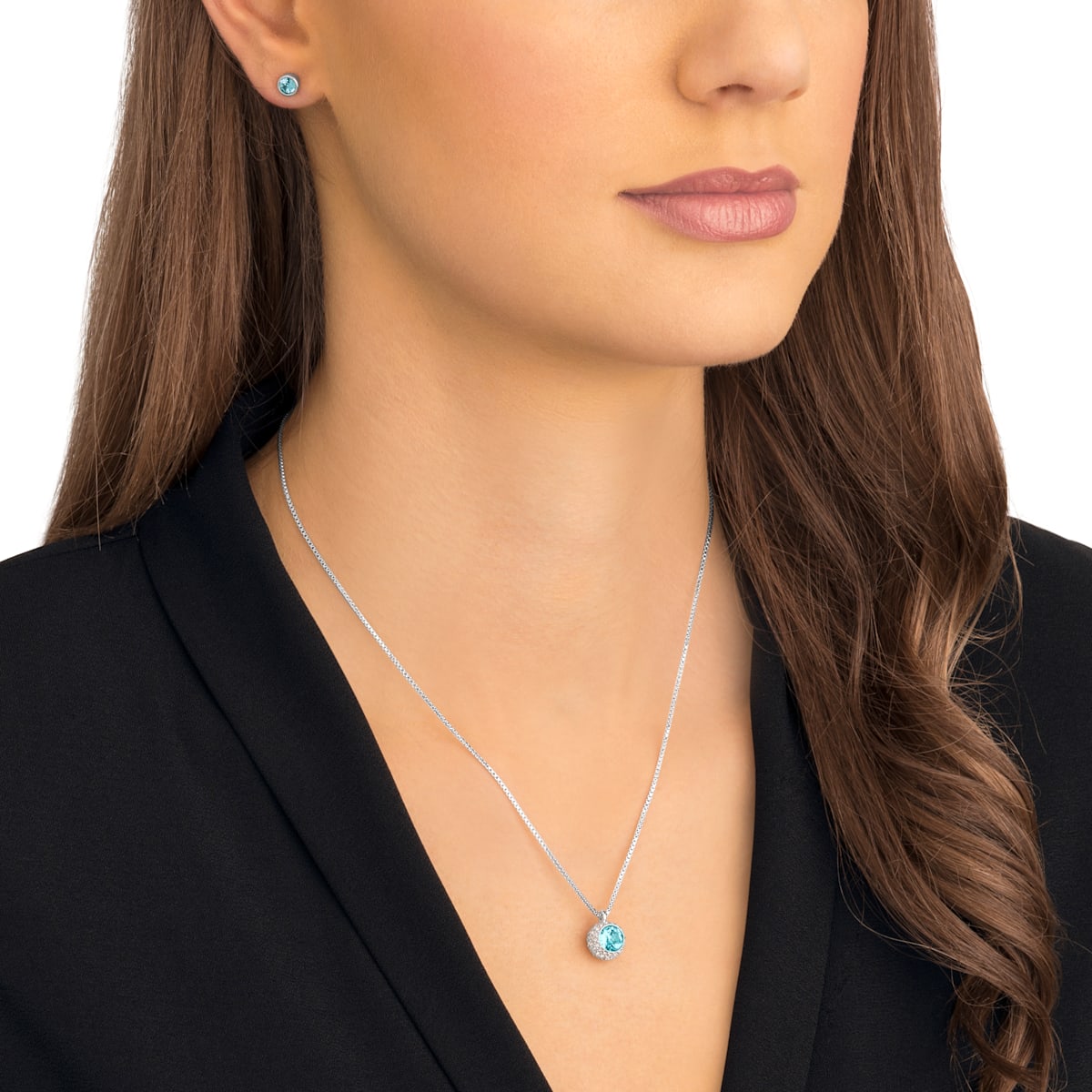 Swarovski - Flirt Set, Blau, Rhodiniert - CRYSTAL UNTERBERGER