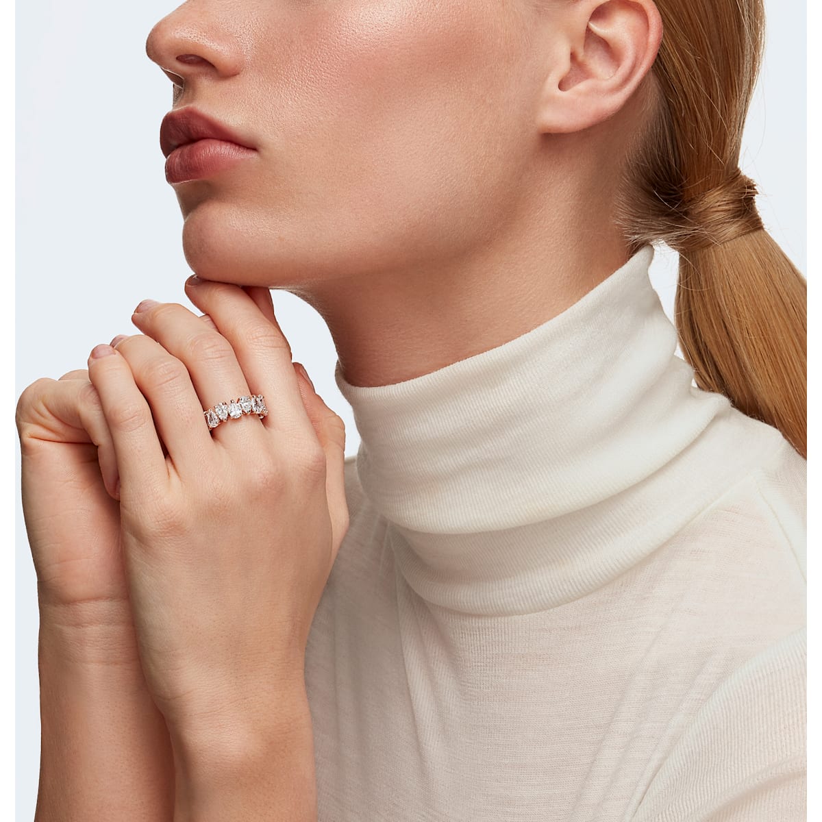 Swarovski - Vittore Ring, Kristalle im Tropfenschliff, Weiß, Rosegold-Legierungsschicht - CRYSTAL UNTERBERGER
