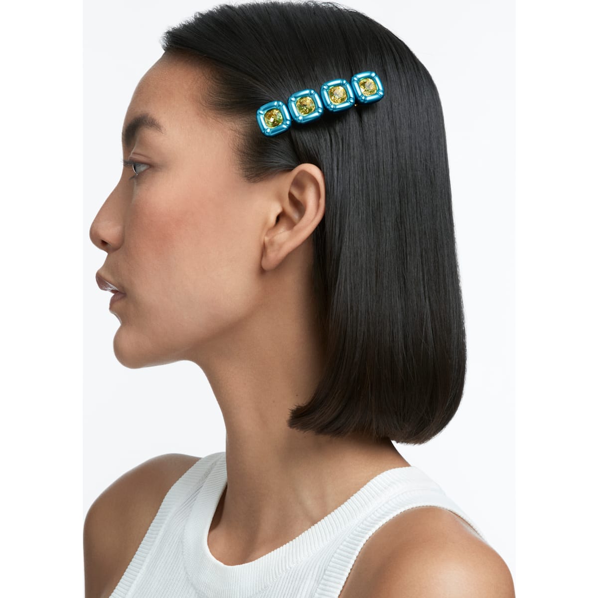 Swarovski - DLC002 Haarclip, Kristalle im Kissenschliff, Blau, Goldlegierungsschicht - CRYSTAL UNTERBERGER