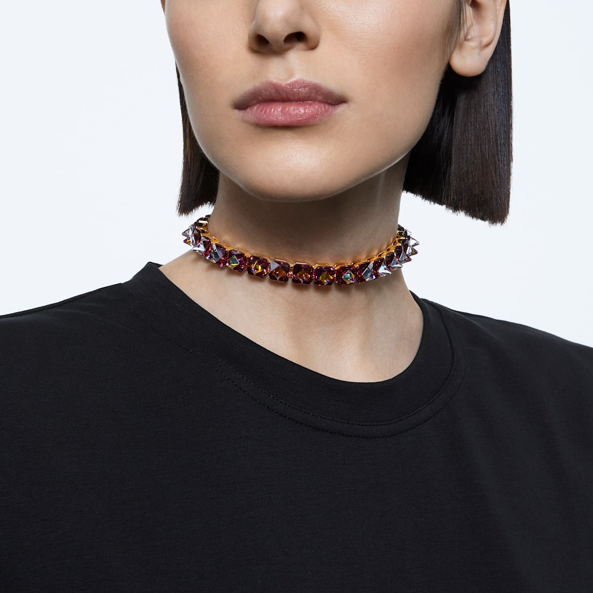 Swarovski - Chroma Halsband, Spike-Kristalle, Violett, Goldlegierungsschicht - CRYSTAL UNTERBERGER
