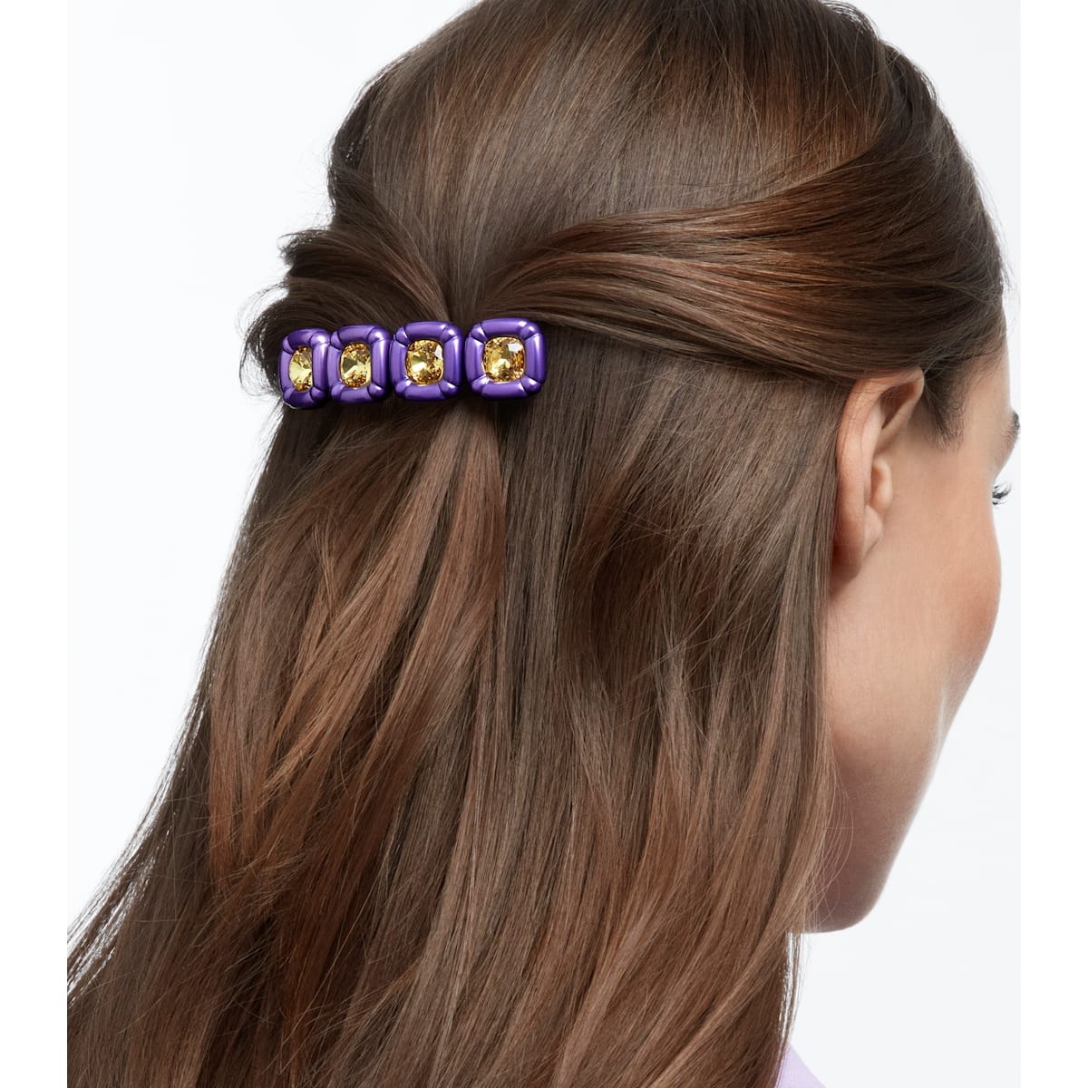 Swarovski - DLC002 Haarclip, Kristalle im Kissenschliff, Violett, Goldlegierungsschicht - CRYSTAL UNTERBERGER
