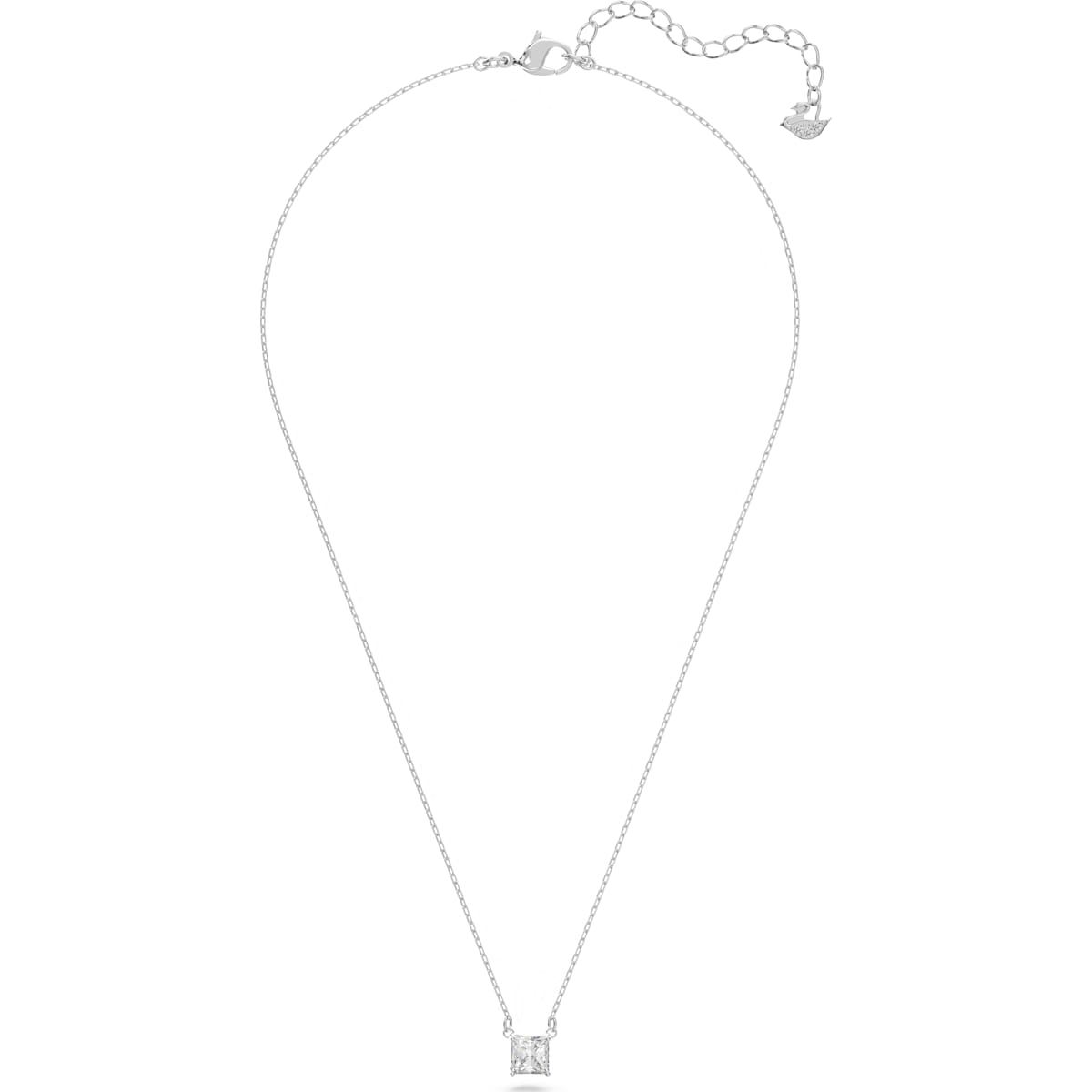 Swarovski - Attract Halskette, Quadrat, Weiss, Rhodiniert - CRYSTAL UNTERBERGER