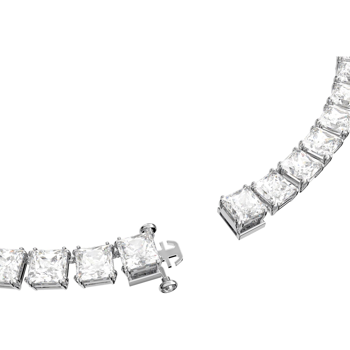 Swarovski - Millenia Halskette, Swarovski Zirkonia und Kristall mit Quadrat-Schliff, Weiss, Rhodiniert - CRYSTAL UNTERBERGER
