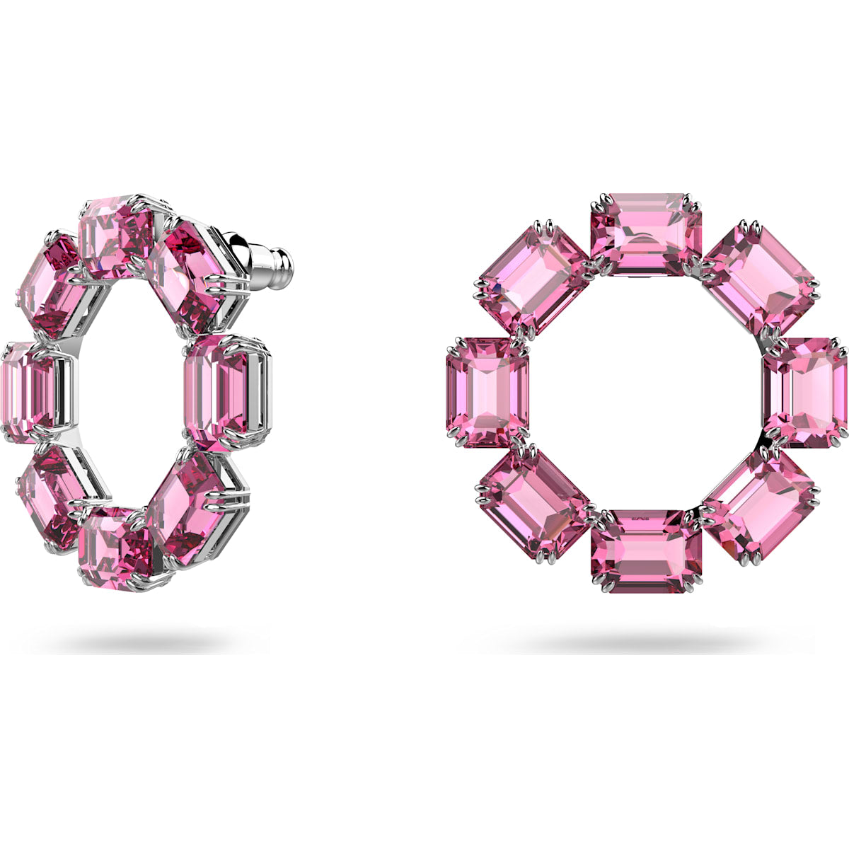 Swarovski - Millenia Kreolen, Kristalle mit Oktagon-Schliff, Rosa, Rhodiniert - CRYSTAL UNTERBERGER
