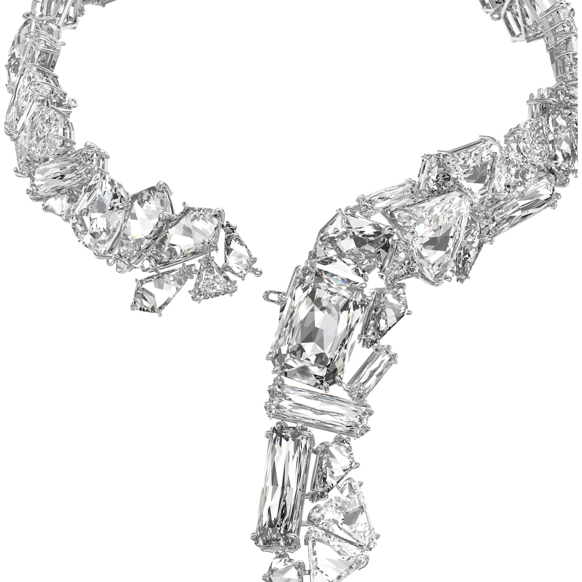 Swarovski - Mesmera Y-Halskette, Übergroße Kristalle, Weiss, Rhodiniert - CRYSTAL UNTERBERGER