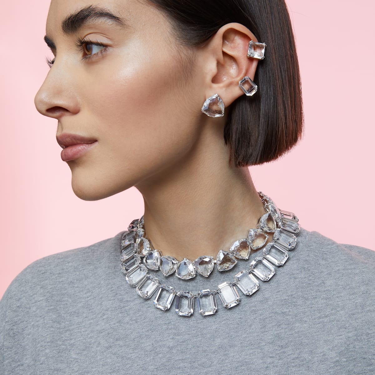 Swarovski - Millenia Halskette, Kristall im Trilliant-Schliff, Weiss, Rhodiniert - CRYSTAL UNTERBERGER