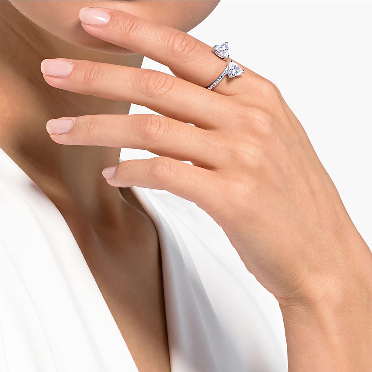 Swarovski - Attract Soul Ring, Herz, Weiss, Rhodiniert - CRYSTAL UNTERBERGER