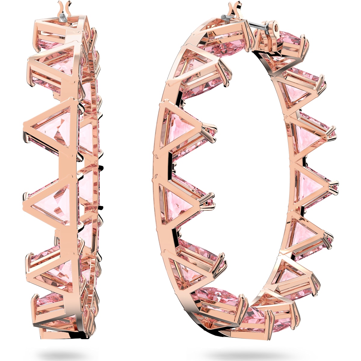 Swarovski - Millenia Kreolen, Kristalle im Trilliant-Schliff, Rosa, Rosegold-Legierungsschicht - CRYSTAL UNTERBERGER