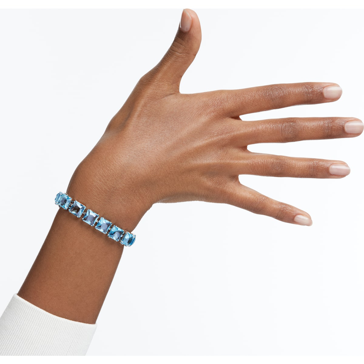 Swarovski - Millenia Armband, Kristalle im Quadrat-Schliff, Blau, Rhodiniert - CRYSTAL UNTERBERGER
