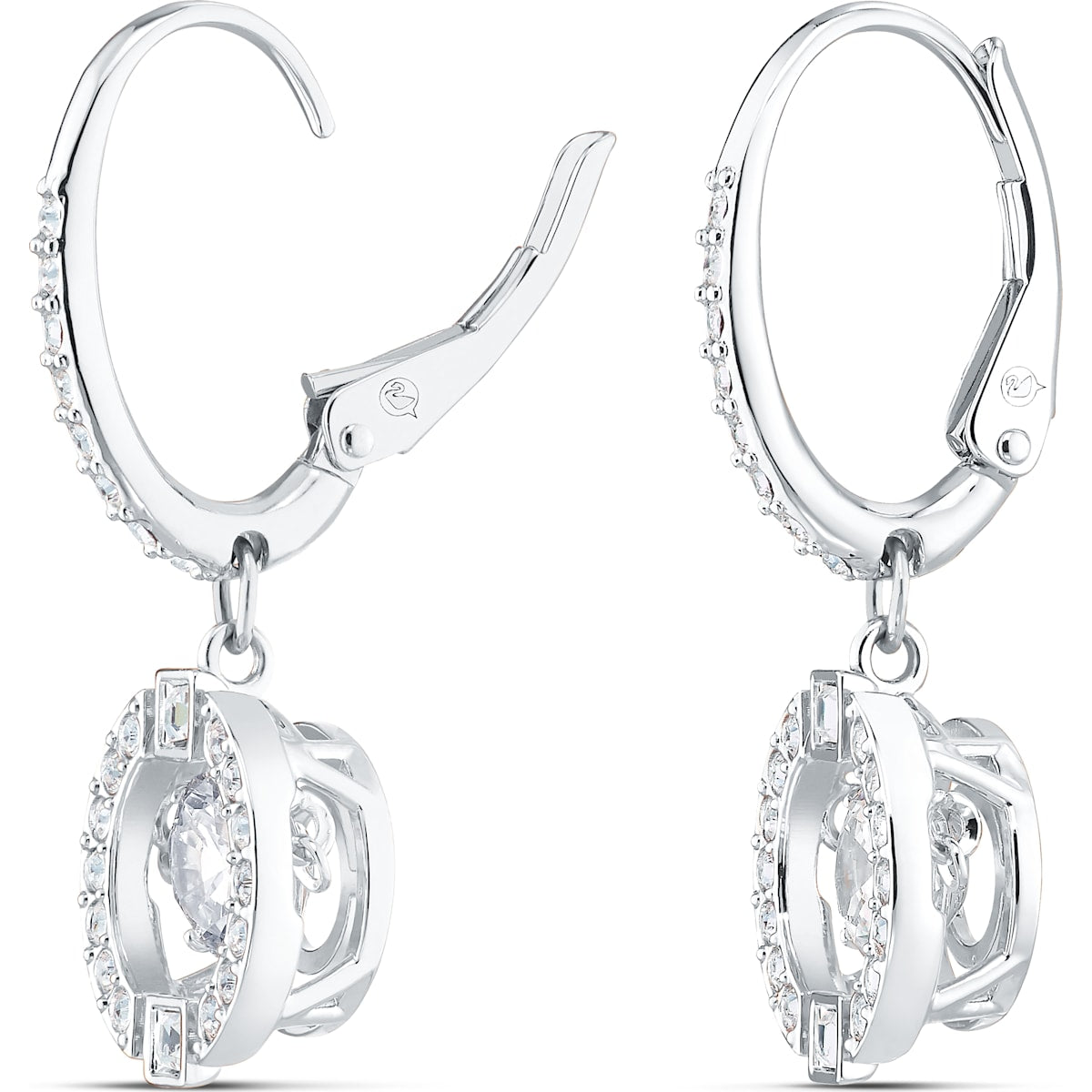Swarovski - Swarovski Sparkling Dance Ohrringe, Rund, Weiss, Rhodiniert - CRYSTAL UNTERBERGER