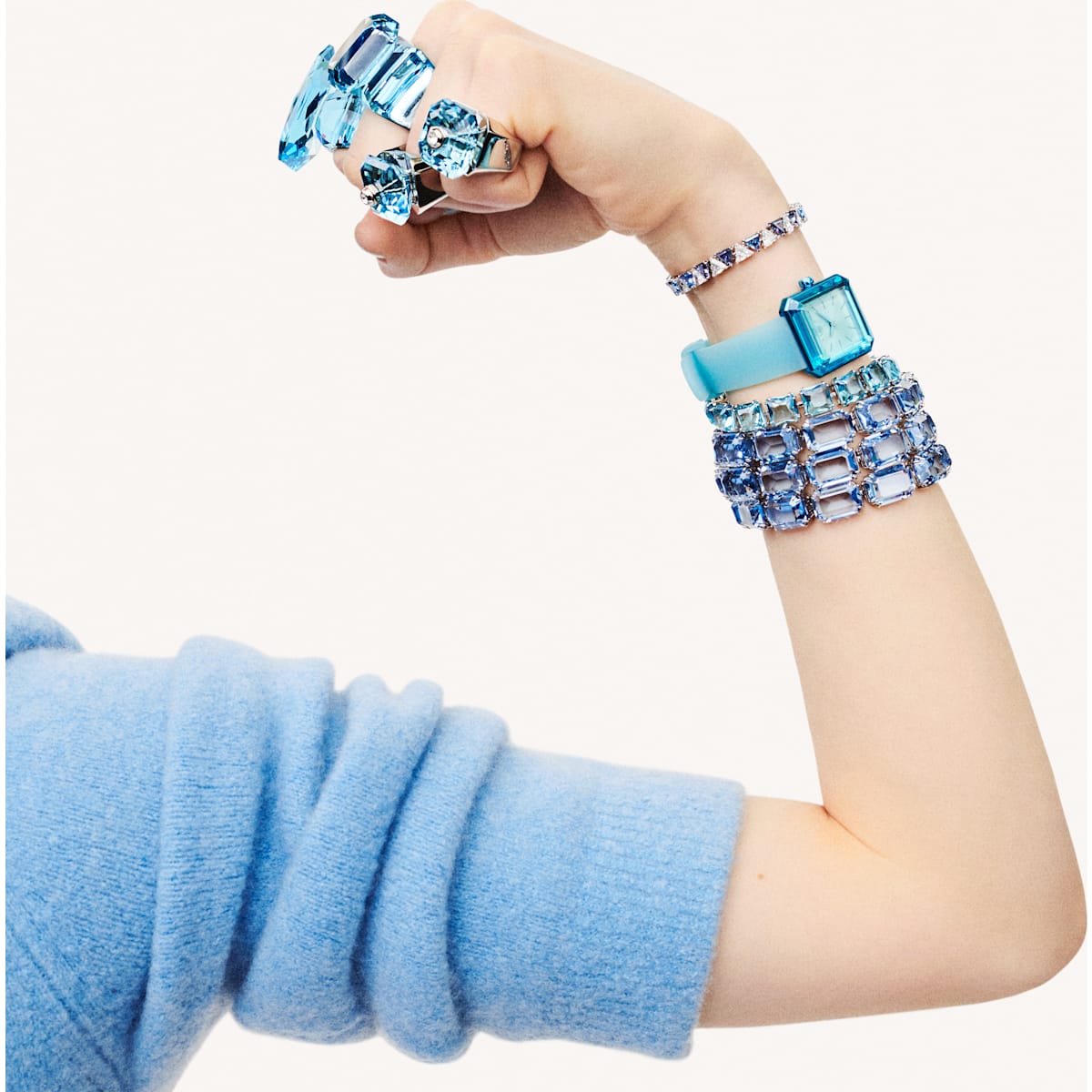 Swarovski - Millenia Armband, Kristalle mit Oktagon-Schliff, Blau, Rhodiniert - CRYSTAL UNTERBERGER