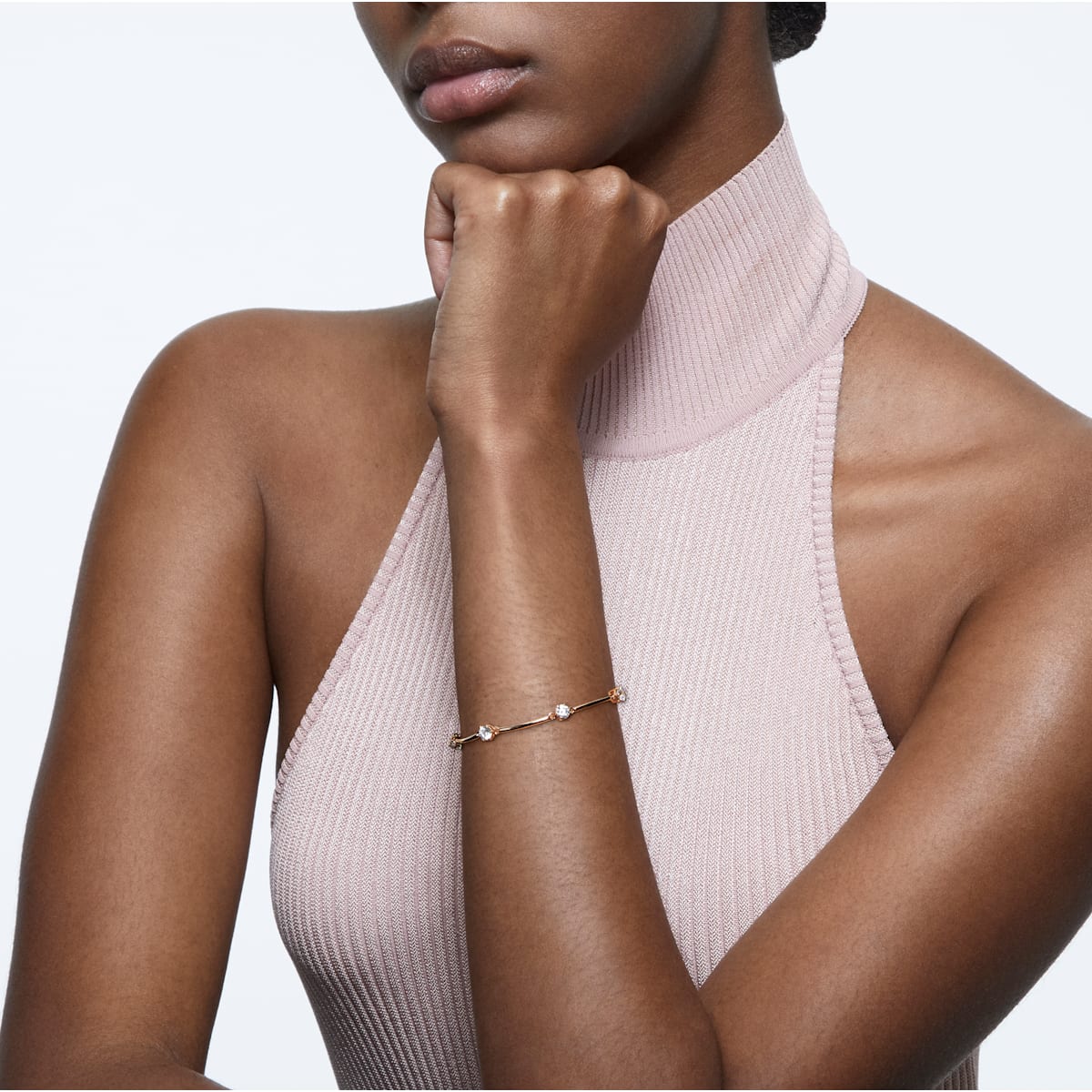 Swarovski - Constella Armband Rundschliff, Weiß, Roségold-Legierungsschicht - CRYSTAL UNTERBERGER