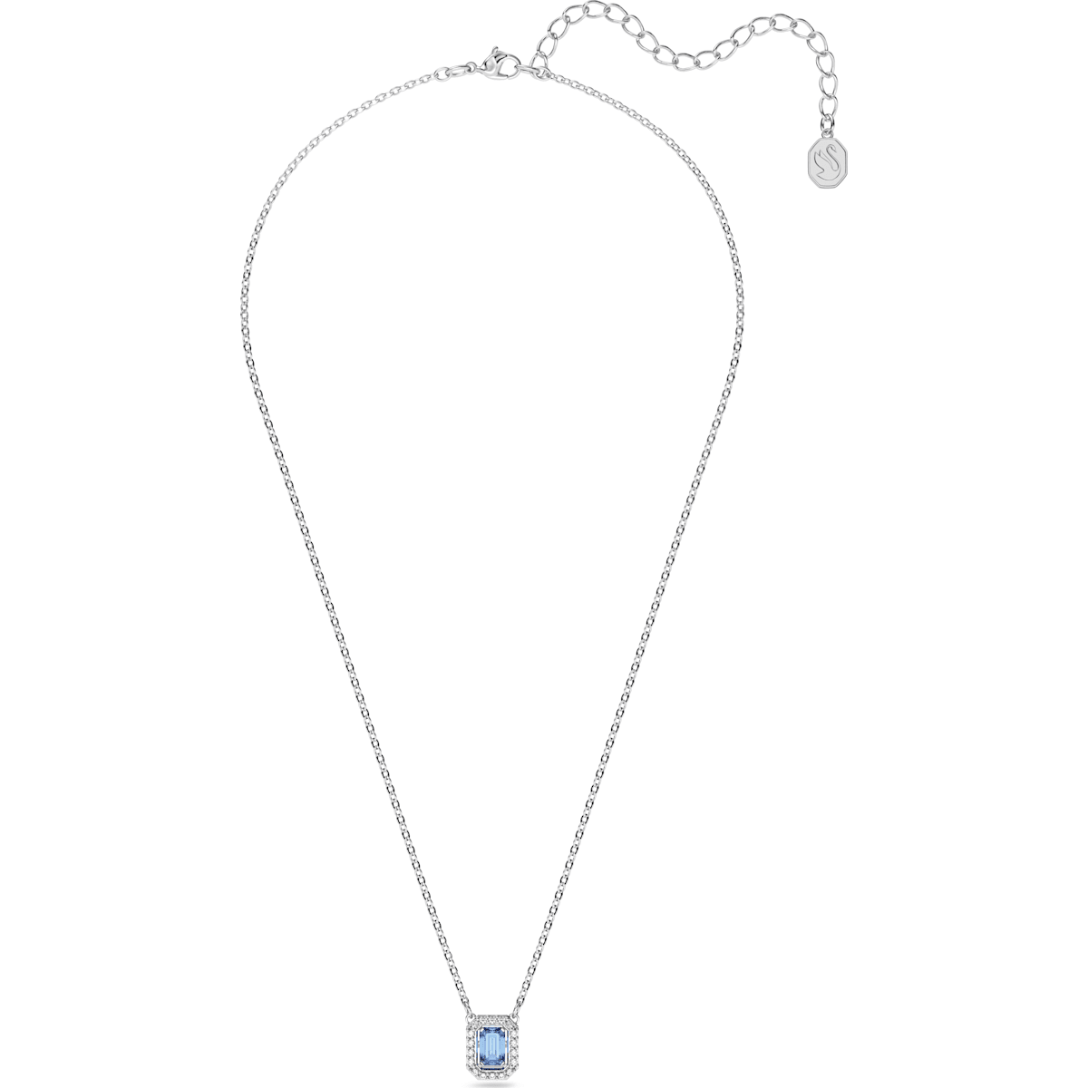 Swarovski - Millenia Halskette, Swarovski Zirkonia im Oktagon-Schliff, Blau, Rhodiniert - CRYSTAL UNTERBERGER