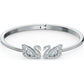 Swarovski - Dancing Swan Armreif, Schwan, Weiss, Rhodiniert - CRYSTAL UNTERBERGER