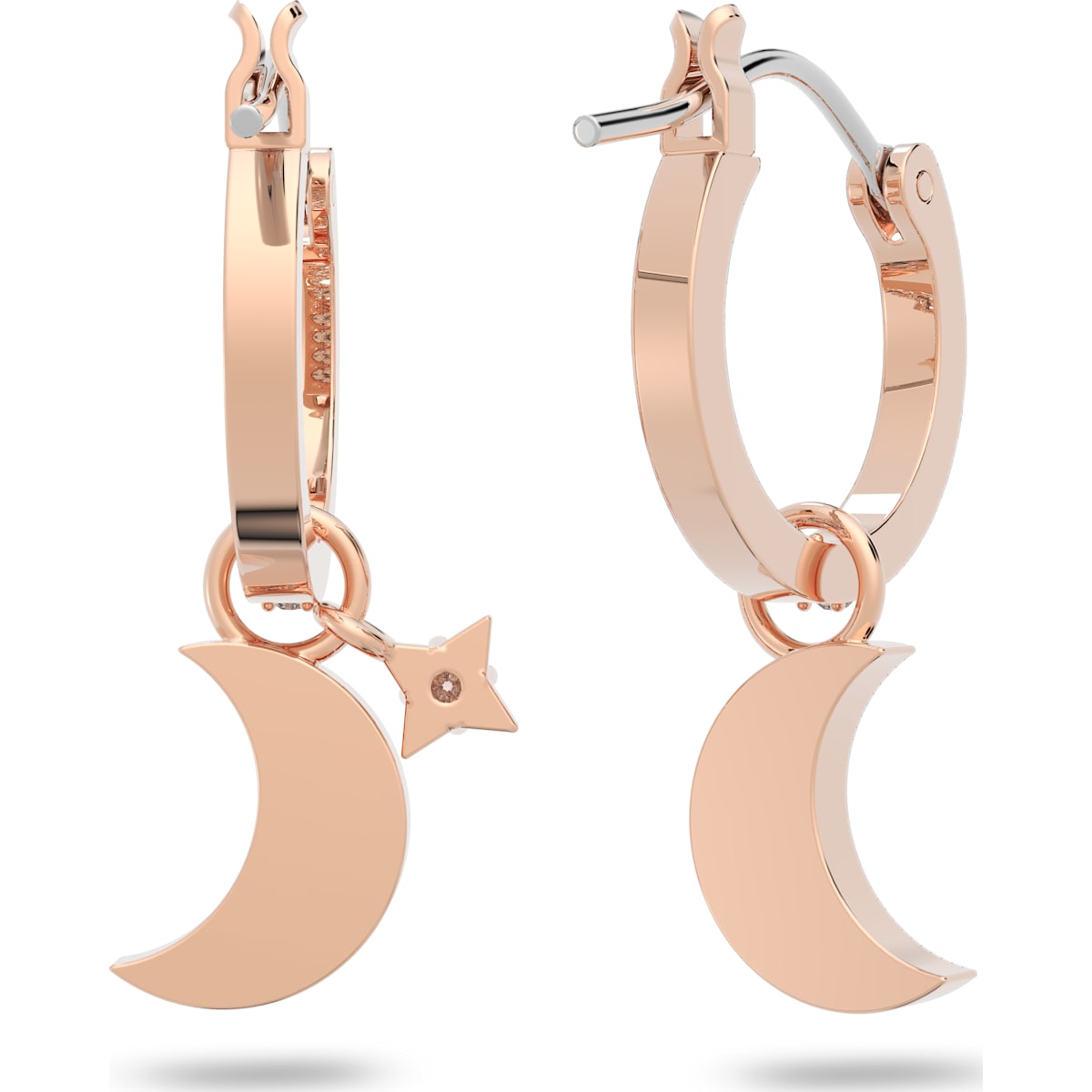 Swarovski - Swarovski Symbolic Moon Kreolen, schwarz, Rosegold-Legierungsschicht - CRYSTAL UNTERBERGER