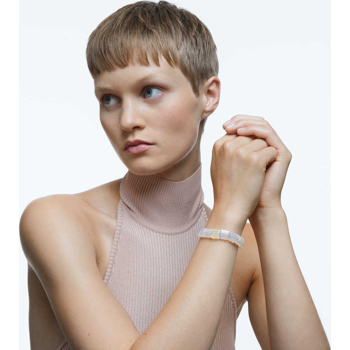 Swarovski - Letra Armband, Mond, Weiss, Goldlegierungsschicht - CRYSTAL UNTERBERGER
