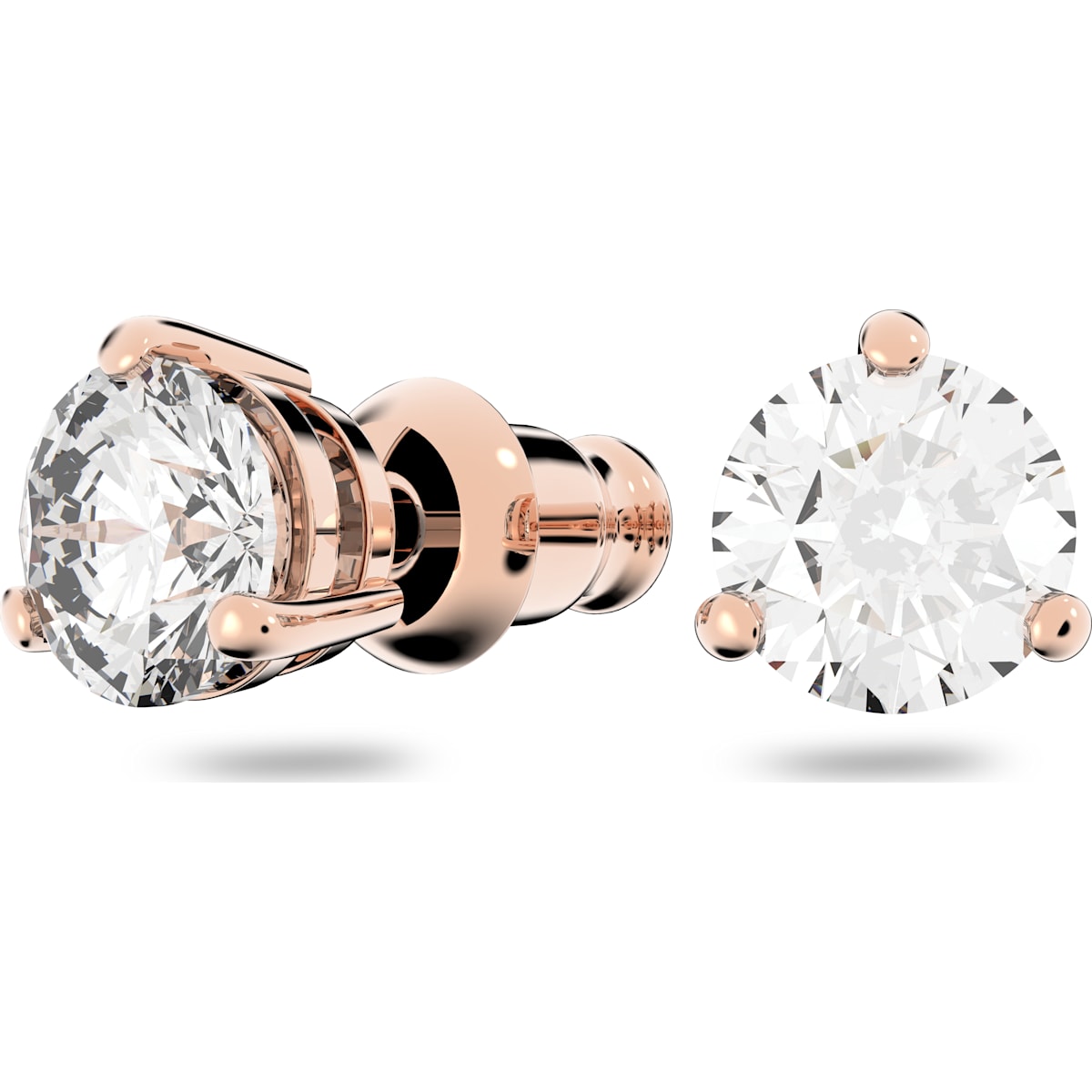 Swarovski - Solitaire Ohrstecker, Weiss, Rosegold-Legierungsschicht - CRYSTAL UNTERBERGER