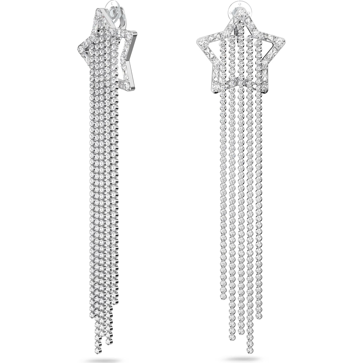 Swarovski - Stella Ohrclips, Stern, Weiss, Rhodiniert - CRYSTAL UNTERBERGER