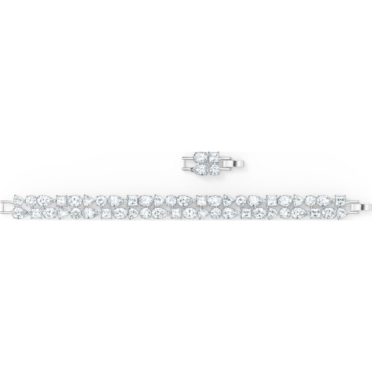 Swarovski - Tennis Deluxe Armband, Kristalle in einem Mix aus Schliffen, Weiss, Rhodiniert - CRYSTAL UNTERBERGER