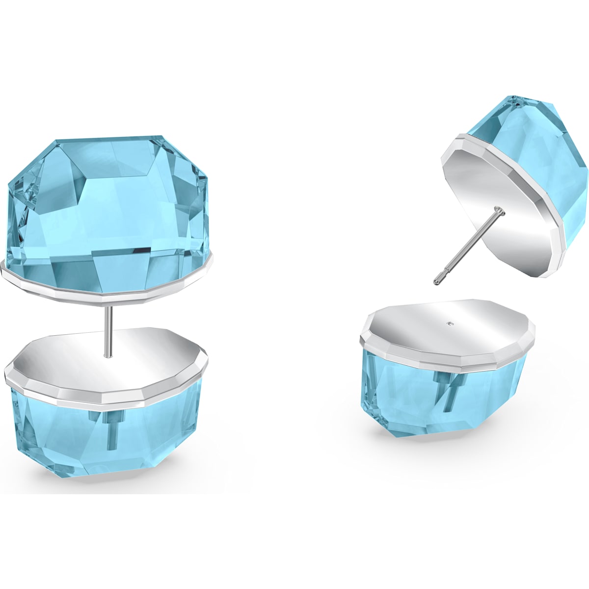 Swarovski - Lucent Ohrstecker, Einzel, Blau, Rhodiniert - CRYSTAL UNTERBERGER