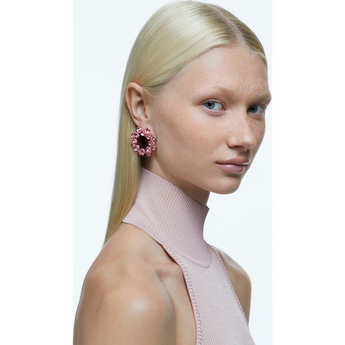 Swarovski - Millenia Kreolen, Kristalle im Tropfenschliff, Rosa, Rosegold-Legierungsschicht - CRYSTAL UNTERBERGER