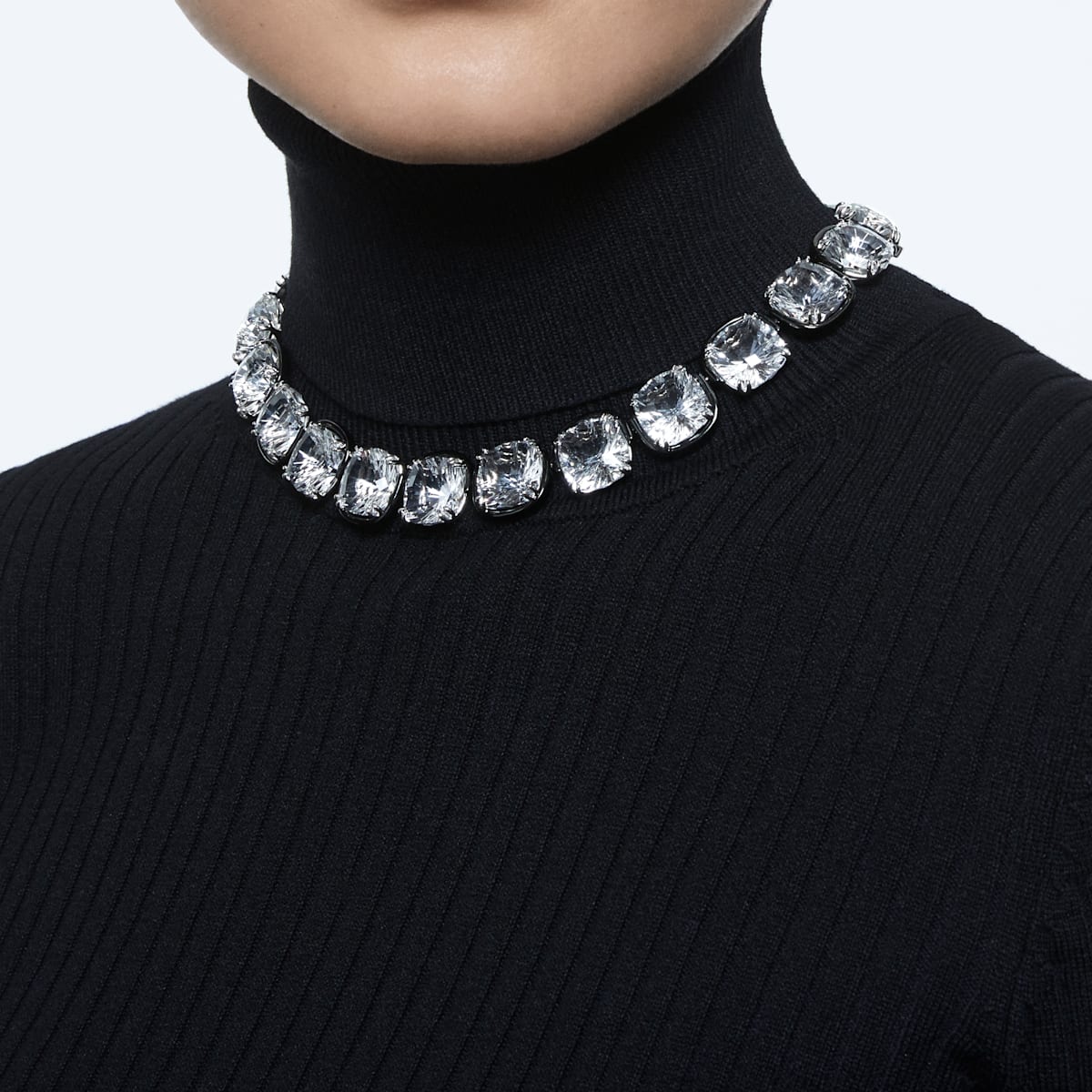 Swarovski - Harmonia Halsband, Kristalle im Kissenschliff, Weiss, Metallmix - CRYSTAL UNTERBERGER