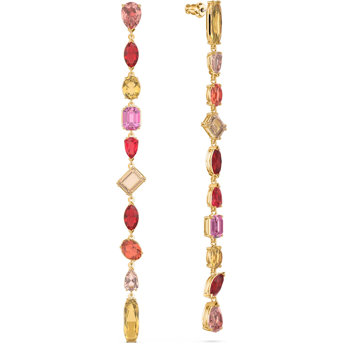 Swarovski - Gema Drop-Ohrhänger, Extralang, Mehrfarbig, Goldlegierungsschicht - CRYSTAL UNTERBERGER