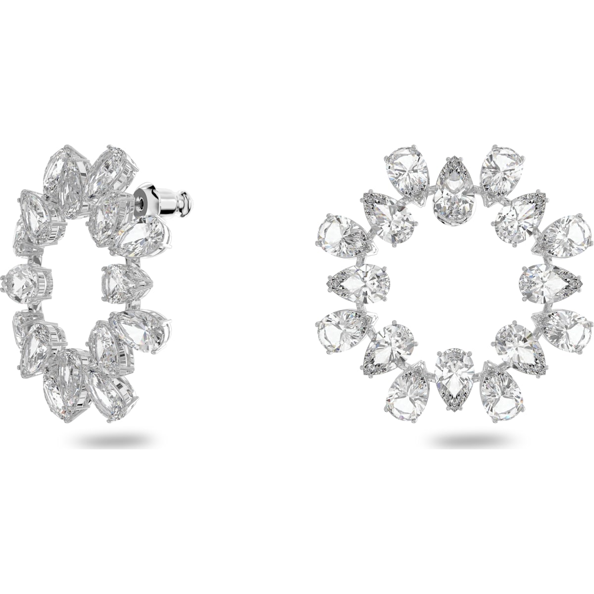 Swarovski - Millenia Ohrringe, Rund, Kristalle im Pear-Schliff, Weiß, Rhodiniert - CRYSTAL UNTERBERGER