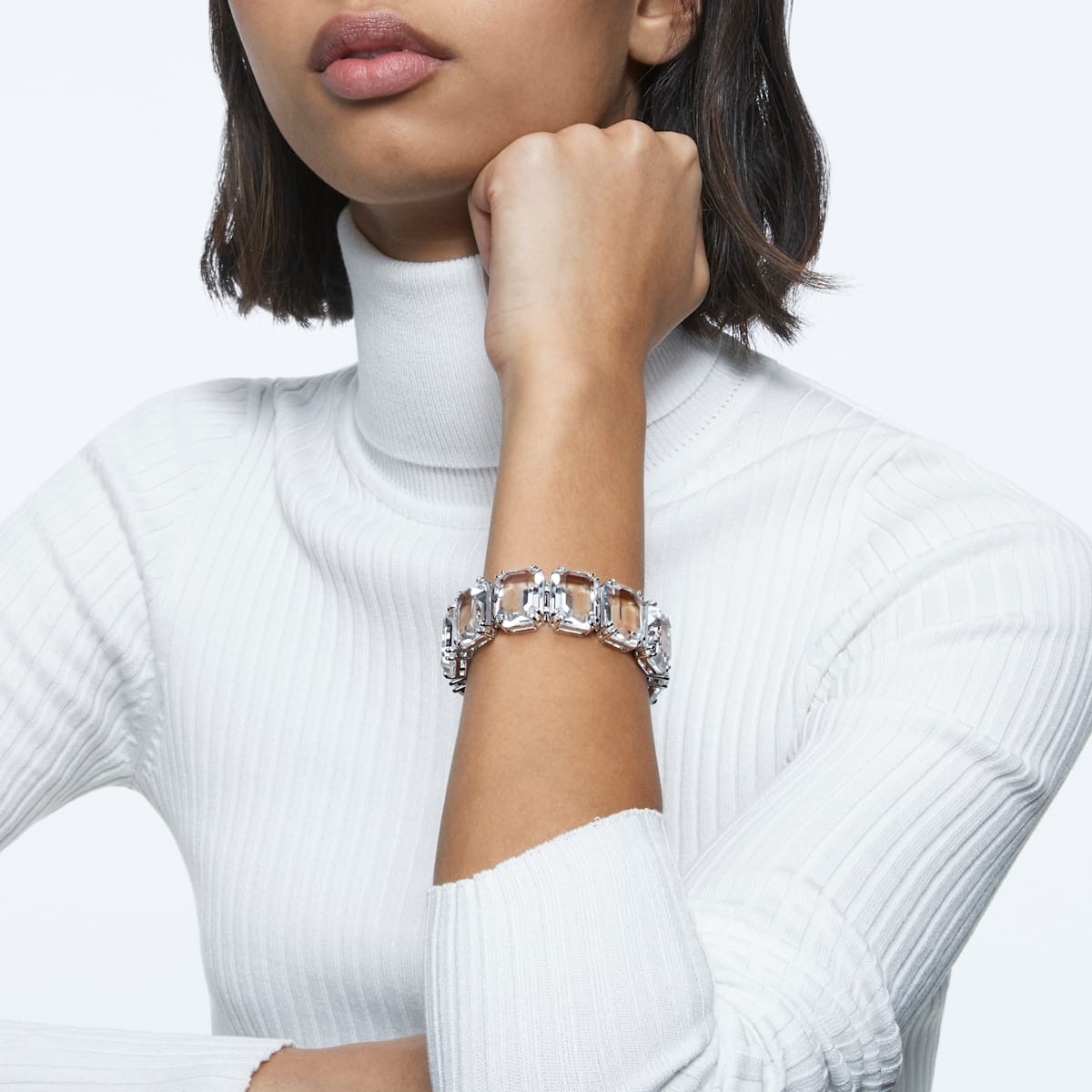 Swarovski - Millenia Armband, Kristalle mit Oktagon-Schliff, Weiss, Rhodiniert - CRYSTAL UNTERBERGER