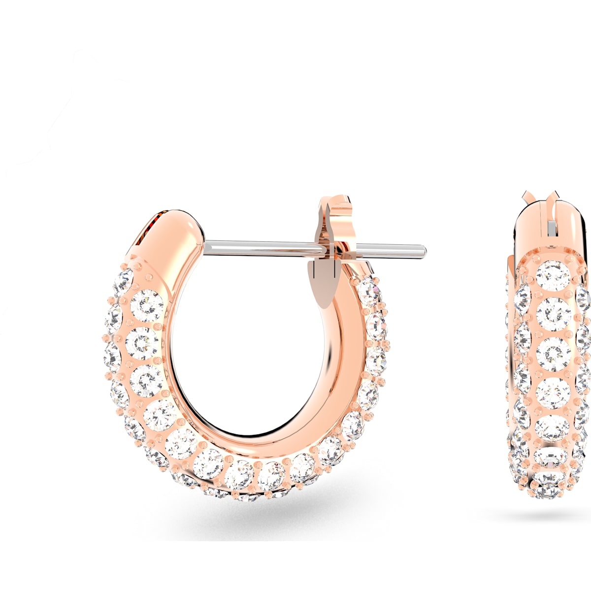 Swarovski - Stone Kreolen, Klein, Weiss, Rhodiniert - CRYSTAL UNTERBERGER