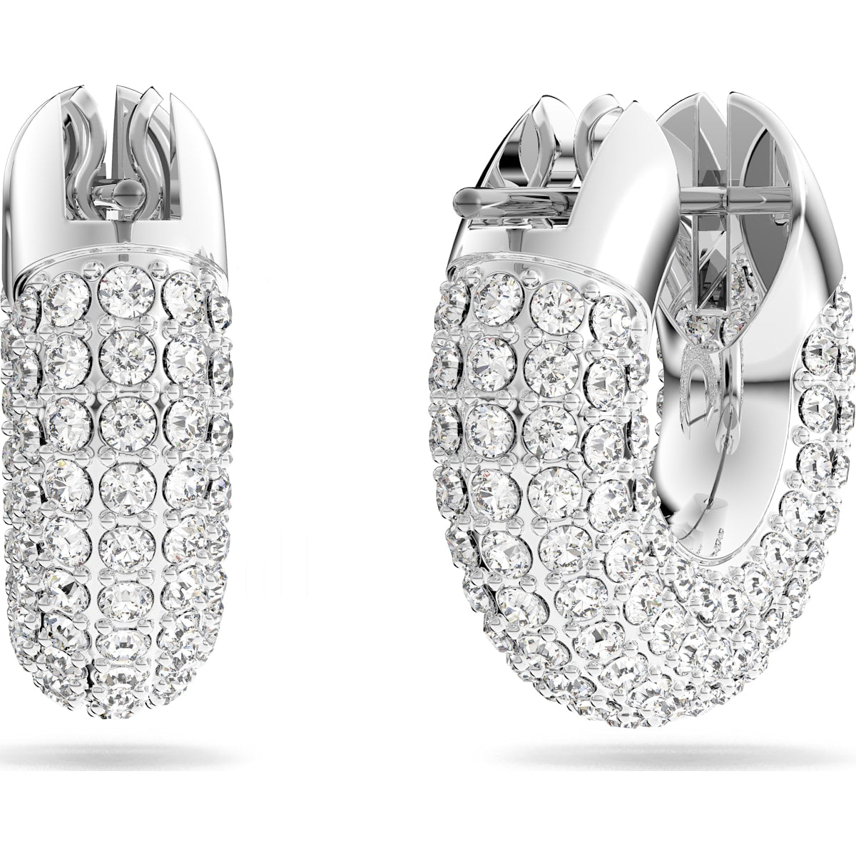 Swarovski - Dextera Kreolen, Pave, Weiss, Rhodiniert - CRYSTAL UNTERBERGER