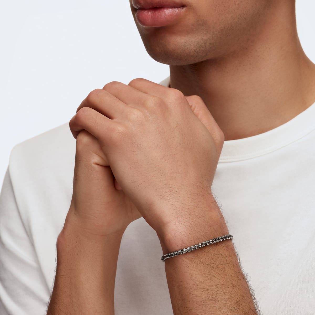 Swarovski - Tennis Deluxe Armband, Rund, Grau, Rutheniert - CRYSTAL UNTERBERGER