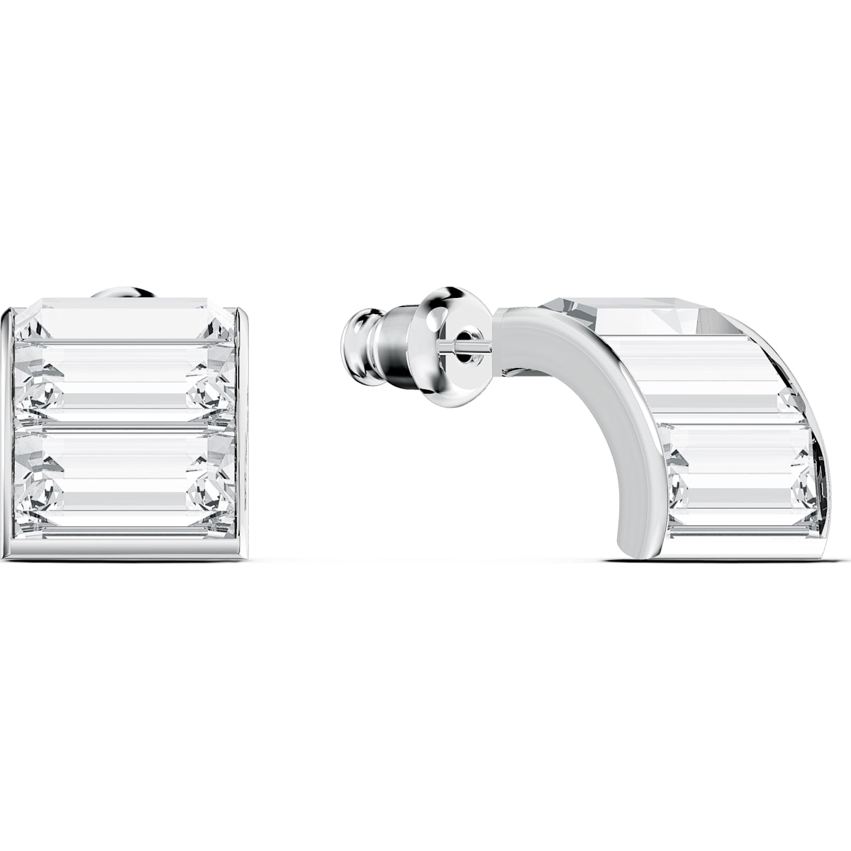 Swarovski - Matrix S Ohrringe, Kristalle im Baguette-Schliff, Weiß, Rhodiniert - CRYSTAL UNTERBERGER