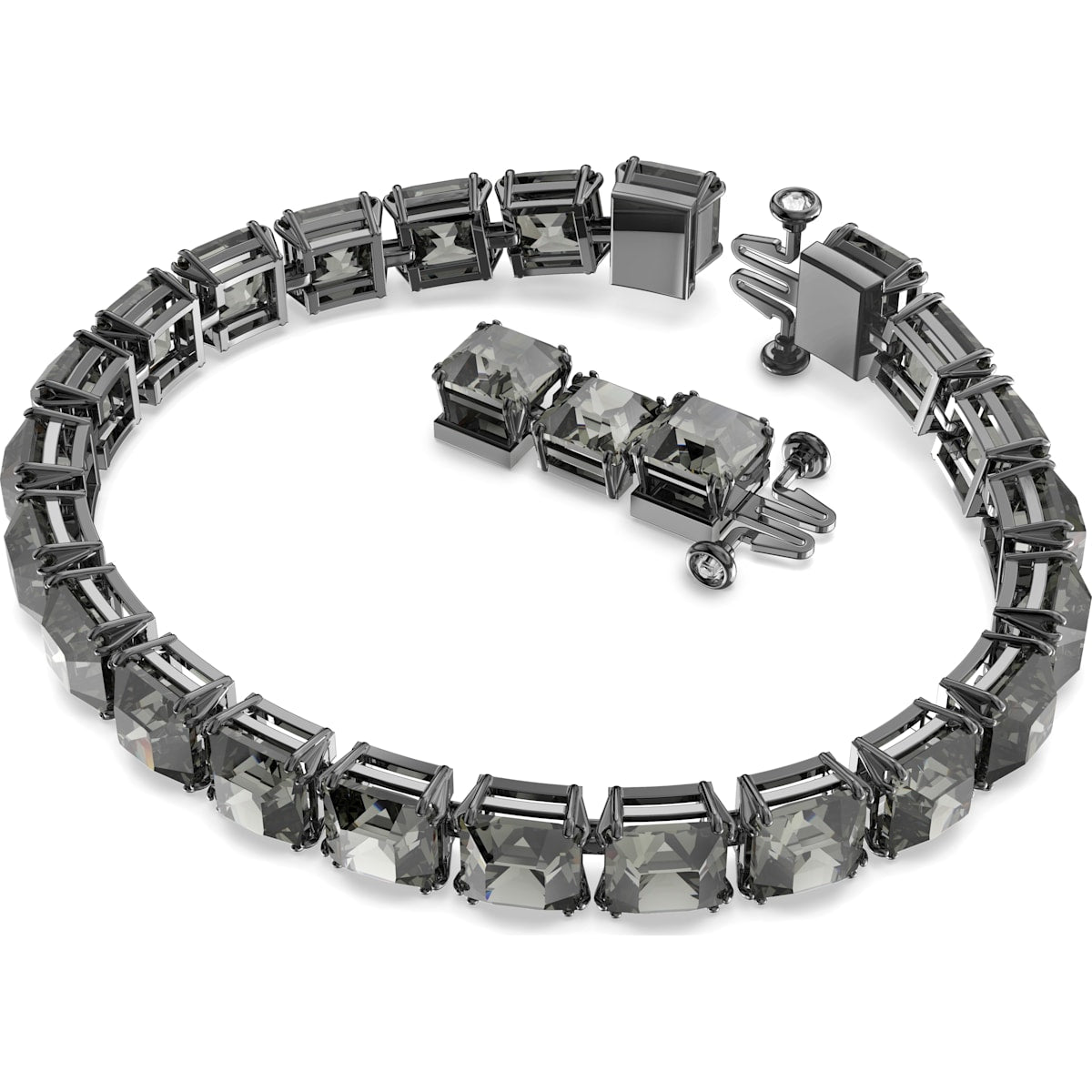Swarovski - Millenia Armband, Kristalle im Quadrat-Schliff, Grau, Rutheniert - CRYSTAL UNTERBERGER